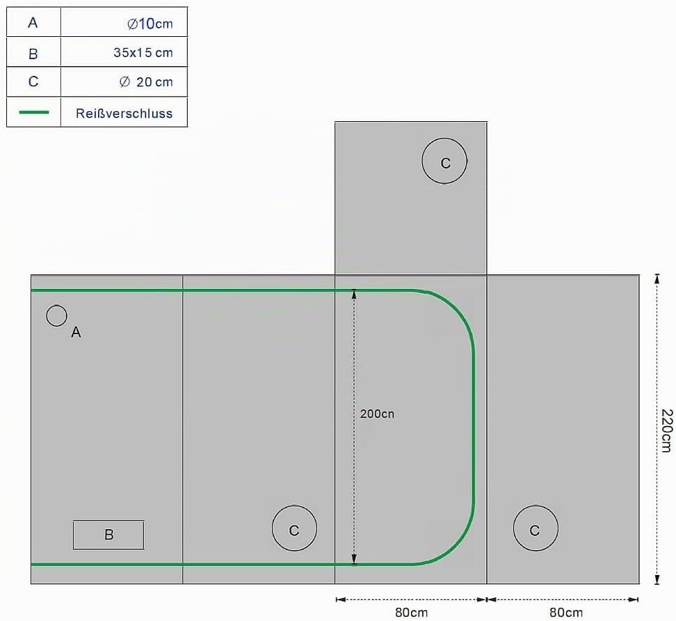 Melko - Growbox 80x80x220cm Set mit 3-in-1 Messgerät - Licht- &amp; wasserdichtes Growzelt extrafestem S