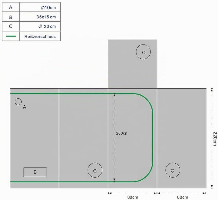 Melko - Growbox 80x80x220cm Set mit 3-in-1 Messgerät - Licht- &amp; wasserdichtes Growzelt extrafestem S