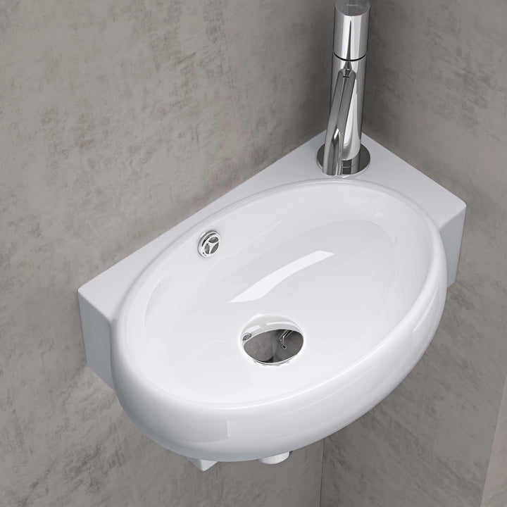 doporro Brüssel001L Hängewaschbecken aus Keramik in Weiss inkl. Nano-Versiegelung/Abperl-Effekt, Wan