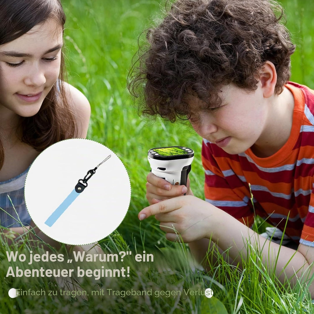 Auveach 3-in-1 Mikroskop für Kinder 1000X, USB Tragbares Digitales Mikroskop mit 2,0" Bildschirm - W