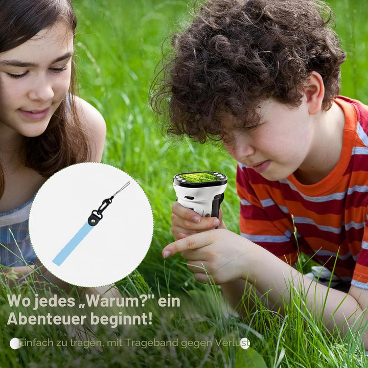 Auveach 3-in-1 Mikroskop für Kinder 1000X, USB Tragbares Digitales Mikroskop mit 2,0" Bildschirm - W