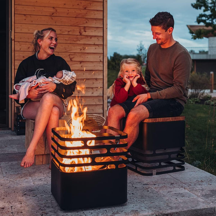 höfats - Cube Feuerkorb - Feuerschale, Feuerstelle, Grill, Hocker und Tisch - für Garten und Terrass