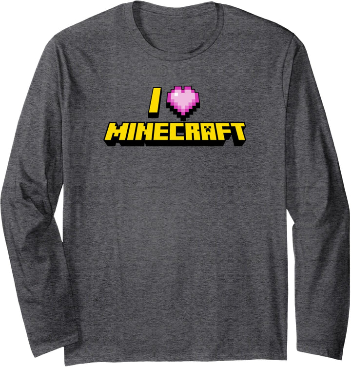 Minecraft I Love Minecraft Pink Heart Official Logo Langarmshirt