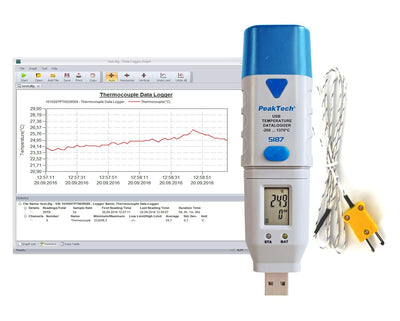 USB-Datenlogger ~ Typ-K Temperatur ~ -200 ... 1300°C ~ 32000 Punkte