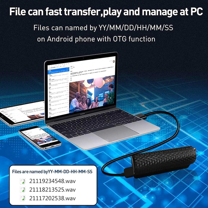64GB Sprachrekorder mit Magnet, 25 Tage Daueraufnahme, Wiederaufladbar Über USB, Sprachaktivierung,