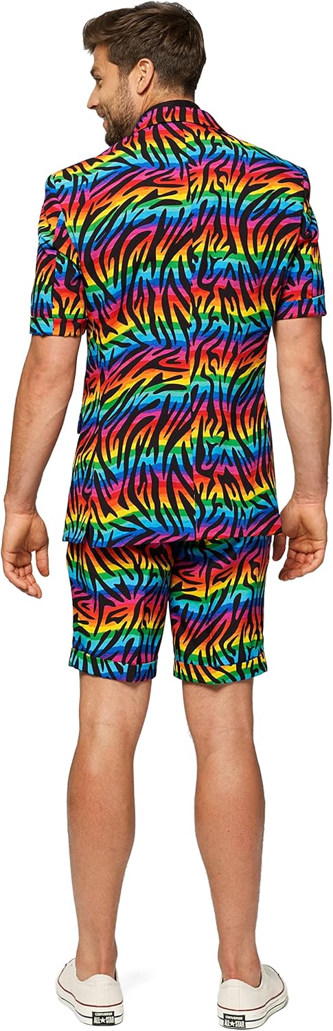 OppoSuits Herren Men Suit Business-Anzug Hosen-Set 58 Wild Rainbow, 58 Wild Rainbow
