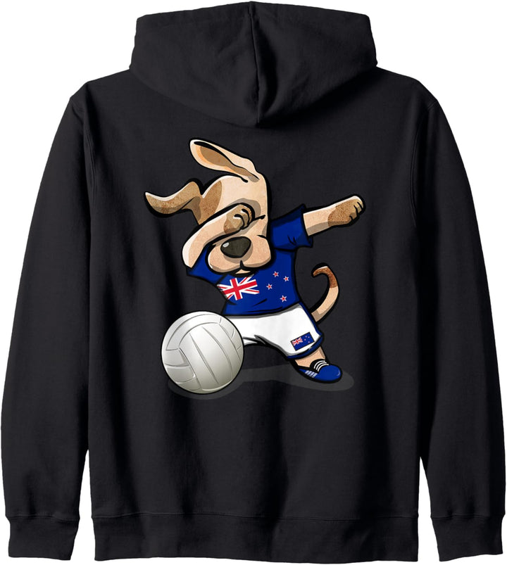 Tupfender Hund Neuseeland Volleyball Neuseeländische Flagge Kapuzenjacke