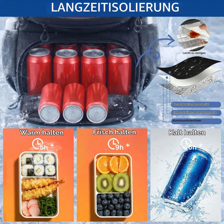 17 Zoll Laptop Rucksack mit Kühlfach 40L Herren Arbeit Rucksack, wasserabweisender Lunchrucksack für