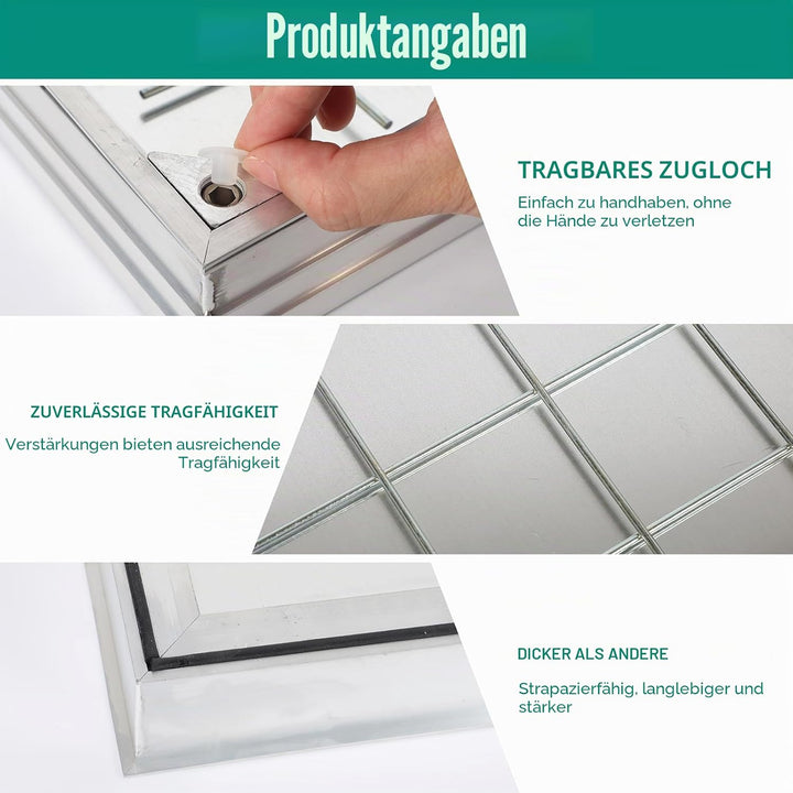Schachtabdeckung und Rahmen Aluminium, Eingebettete Schachtdeckel Unsichtbar Kanaldeckel Quadratisch