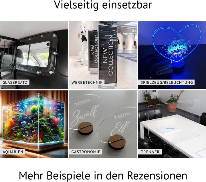 Acrylglas 2-20 mm PMMA Transparent Glasklar Laserschnitt laser polierte Kante Grösse Wählbar (20 mm,