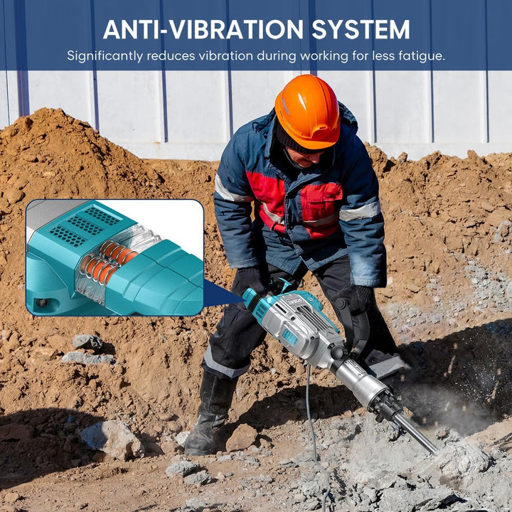 ENEACRO Abbruchhammer 1700W SDS-Hex Stemmhammer, 65 Joule Hochbelastbar Beton Brecher, Anti-Vibratio