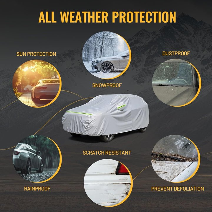 Favoto Autoabdeckung Vollgarage Auto Autoabdeckplane Outdoor - Wasserdicht Autohülle Autoplane Kompa