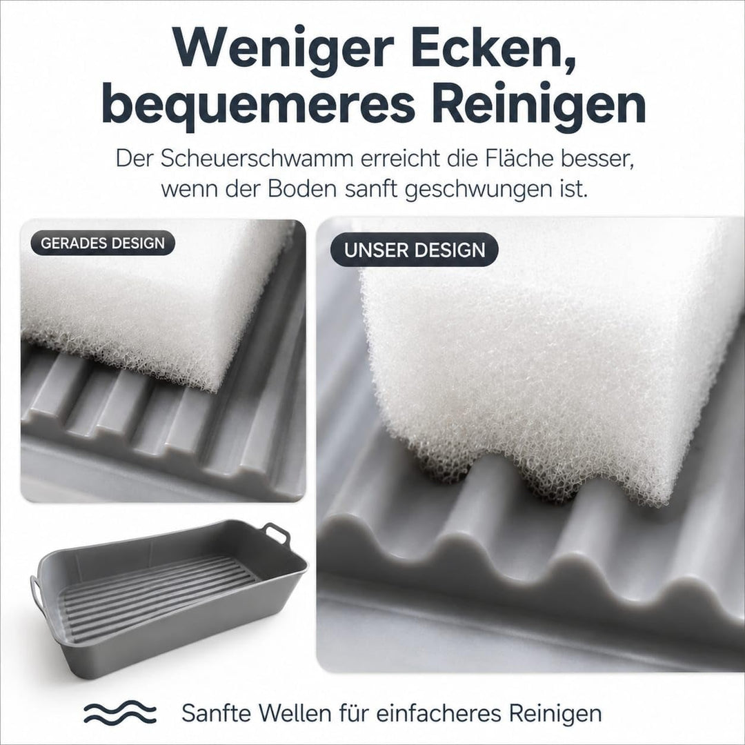 Faltbare Silikonform für Heissluftfritteuse 37x22x7 cm Rechteckig BPA-frei