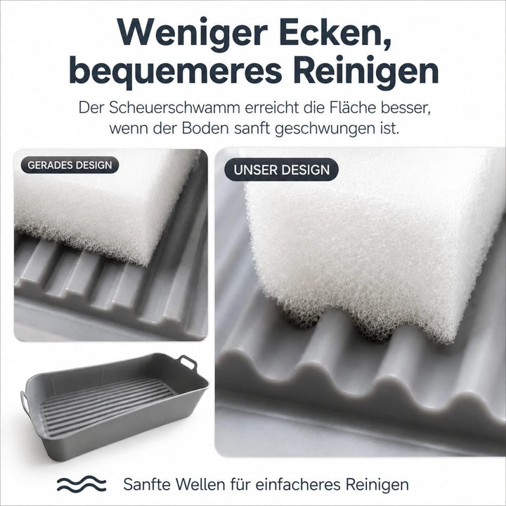 Faltbare Silikonform für Heissluftfritteuse 37x22x7 cm Rechteckig BPA-frei