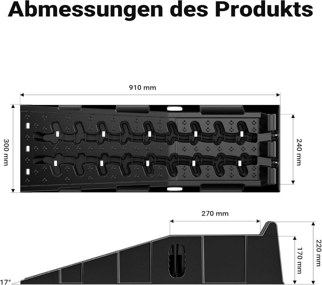 XPOtool Auffahrrampe 2er Set Schwerlast Autorampen bis 5 Tonnen aus Kunststoff für PKW und Fahrzeuge