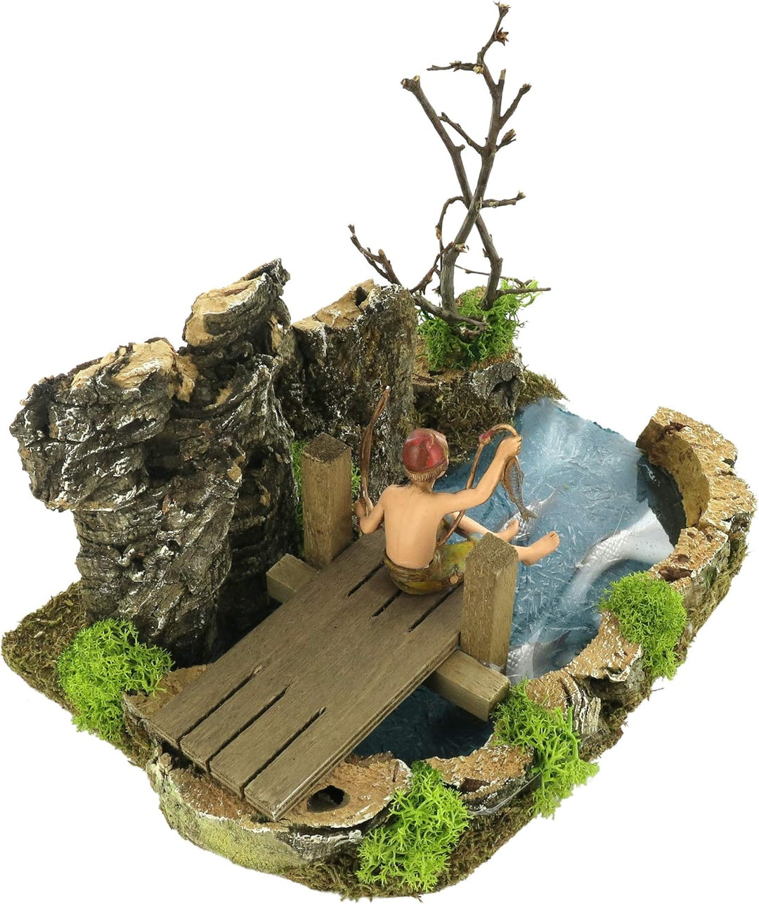 Bertoni Holzsee mit Fischer, Holz, Mehrfarbig, Einheitsgrösse