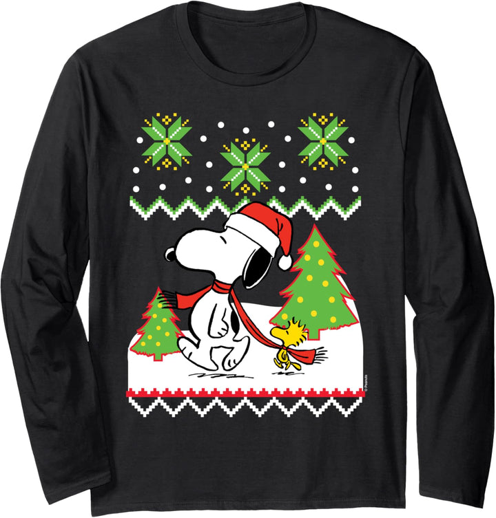 Peanuts Santa Snow Snoopy und Woodstock Langarmshirt