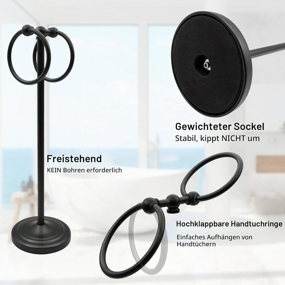 Handtuchhalter für Badezimmer-Arbeitsplatte, 19 Zoll hoch, freistehender Handtuchhalterständer mit d