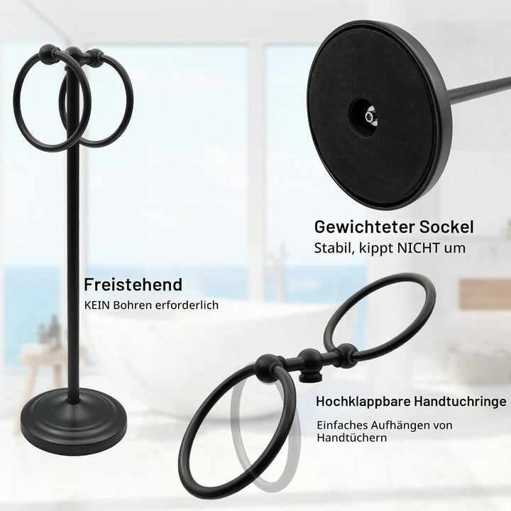 Handtuchhalter für Badezimmer-Arbeitsplatte, 19 Zoll hoch, freistehender Handtuchhalterständer mit d