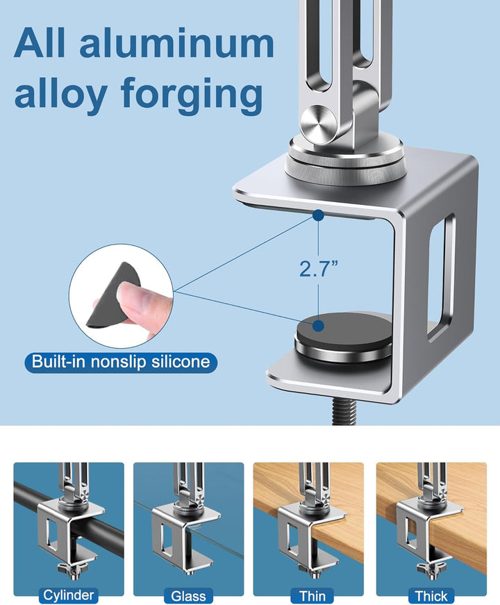nediea Laptop Halterung für Schreibtisch, Laptop Armhalterung mit 360° Drehbarem, Aluminium Laptop T