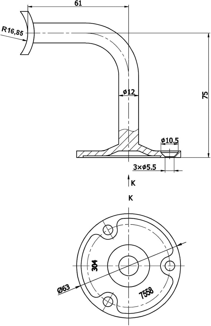 4 x Premium Handlaufträger aus Edelstahl AISI304 für 33,7mm für Handlaufrohr/Holzhandlauf Handlaufha