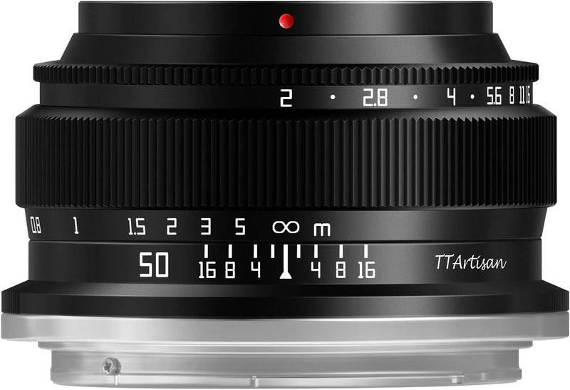 TTArtisan 50 mm F2 Vollrahmen-Kameraobjektiv, kompaktes Design, geringes Gewicht, Standard-Brennweit