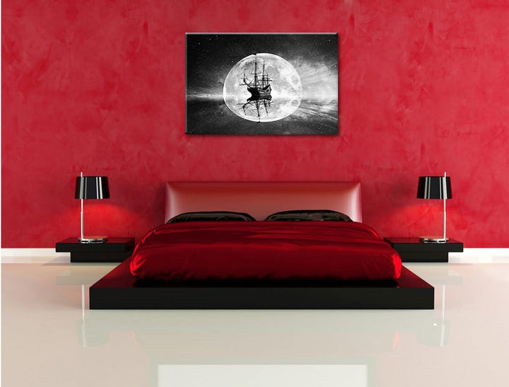 Pixxprint Geisterschiff im Weltall als Leinwandbild/Grösse: 100x70 cm/Wandbild/Kunstdruck/fertig bes