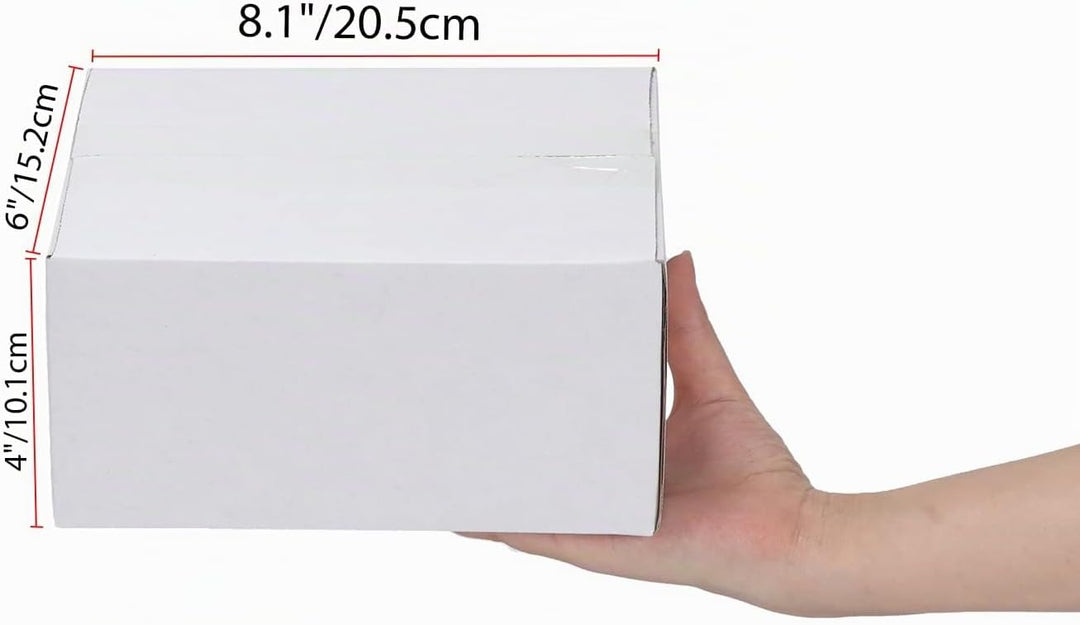 EYMPEU 40 Stück 20,3x15,3x10,2cm Weisse Versandkarton, Kartons für Gegenstände, Spielzeug, Schreibwa