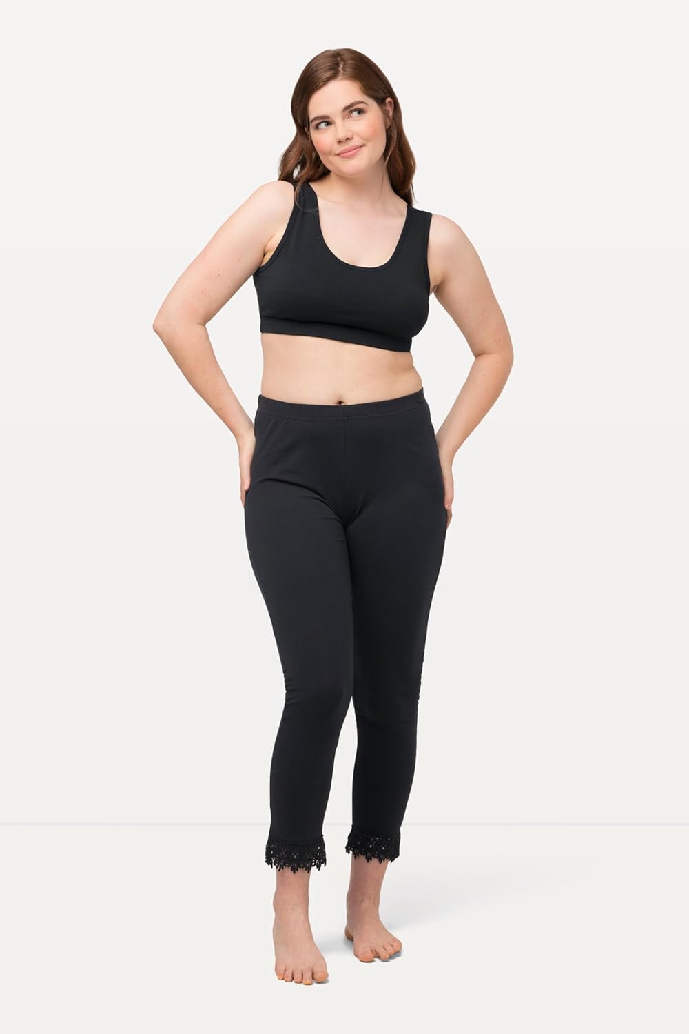 Ulla Popken Damen Leggings, Schwarz