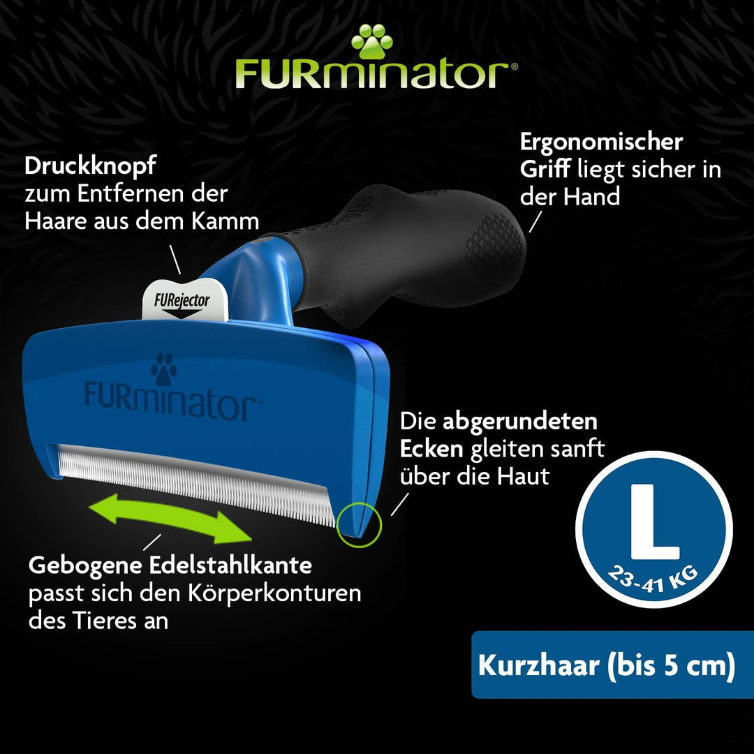 Furminator deShedding-Tool Hund Grösse L Kurzhaar - Hundebürste für grosse Hunde zur Entfernung der
