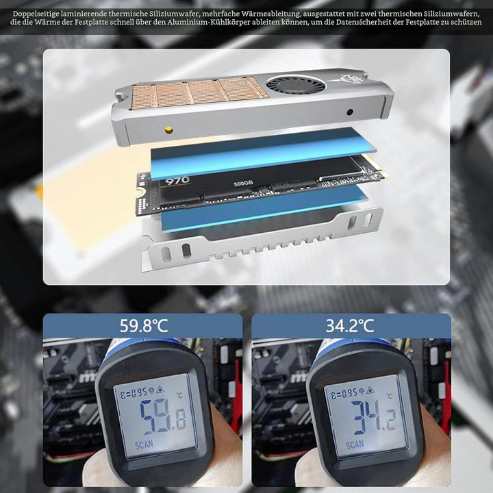 Cuifati M.2-Kühlkörper 2280 SSD PWM-Kühler mit Thermischem Silikonpad Automatische Anpassung des SSD