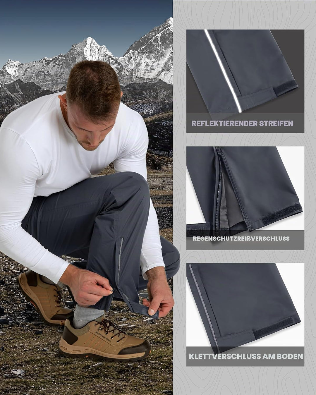 Outdoor Ventures Herren Regenhose Fahrrad Wasserdicht Atmungsaktiv Überziehhose Winddicht Outdoorhos
