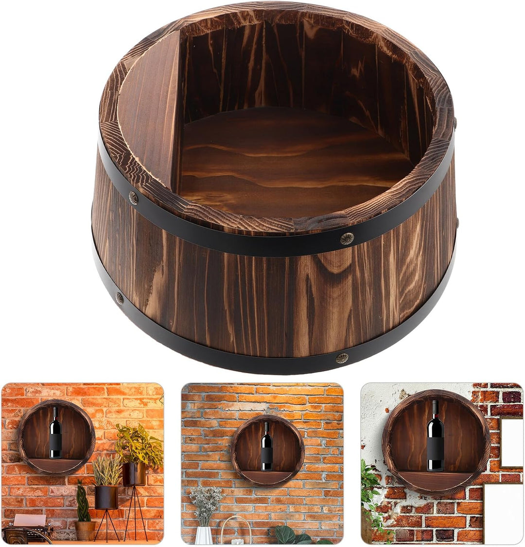 Gadpiparty Rustikales Wand weinfass Regal aus Holz Platzsparendes Wandmontage getränkeregalsystem Vi