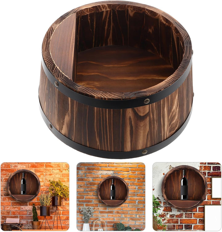 Gadpiparty Rustikales Wand weinfass Regal aus Holz Platzsparendes Wandmontage getränkeregalsystem Vi