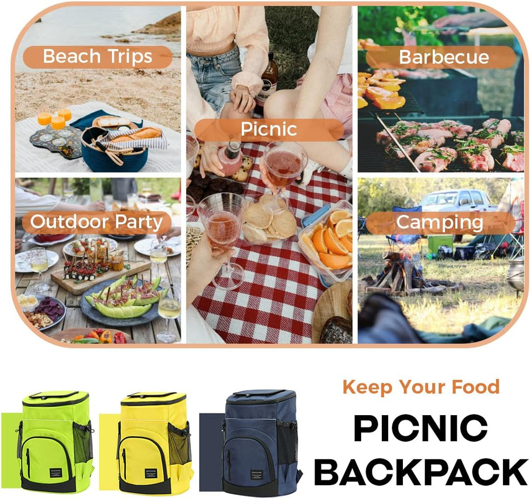 AUXDIQ 30L Kühlrucksack Wasserdichter Picknickrucksack Isoliert Kühltasche für Picknick Camping Wand
