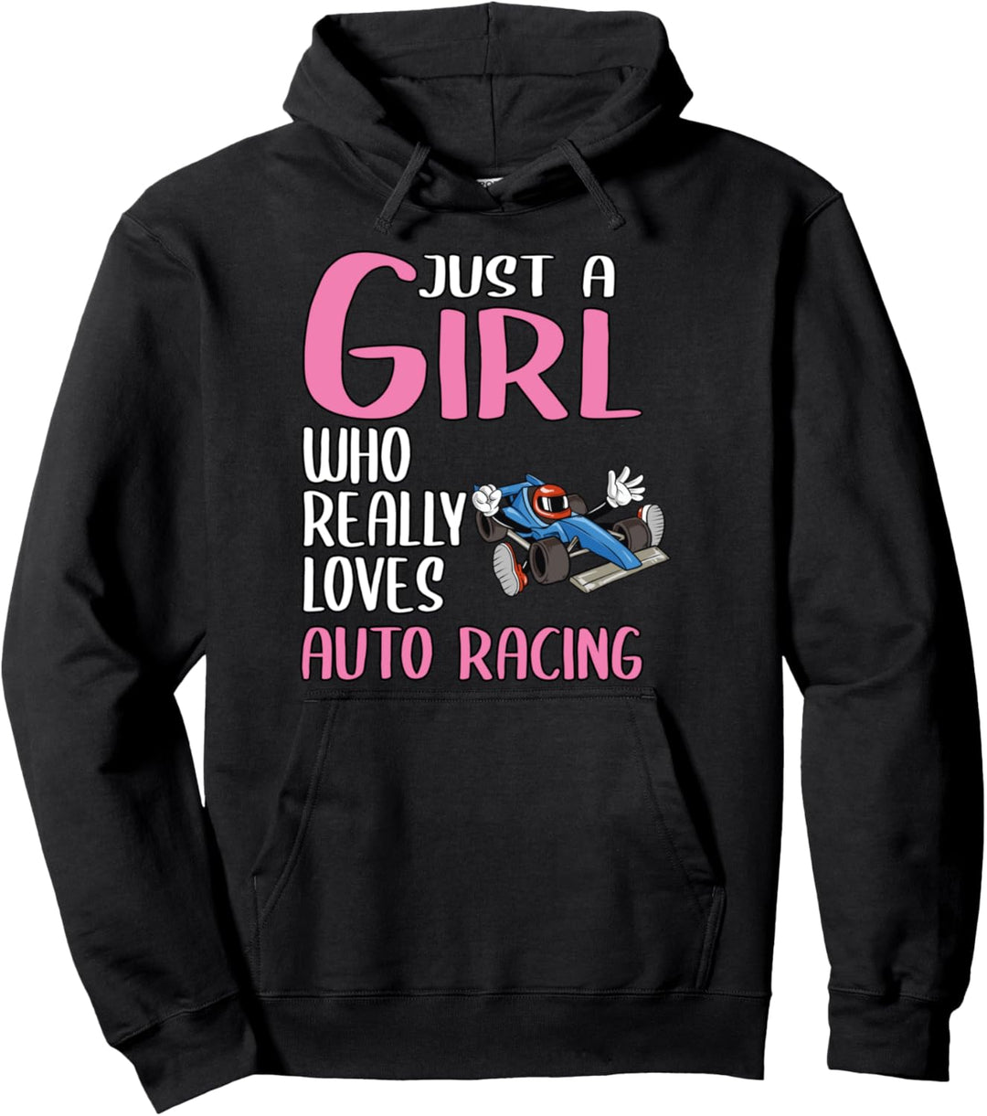 Damen Just A Girl Auto Rennsport Geschenk Auto Rennsport Pullover Hoodie