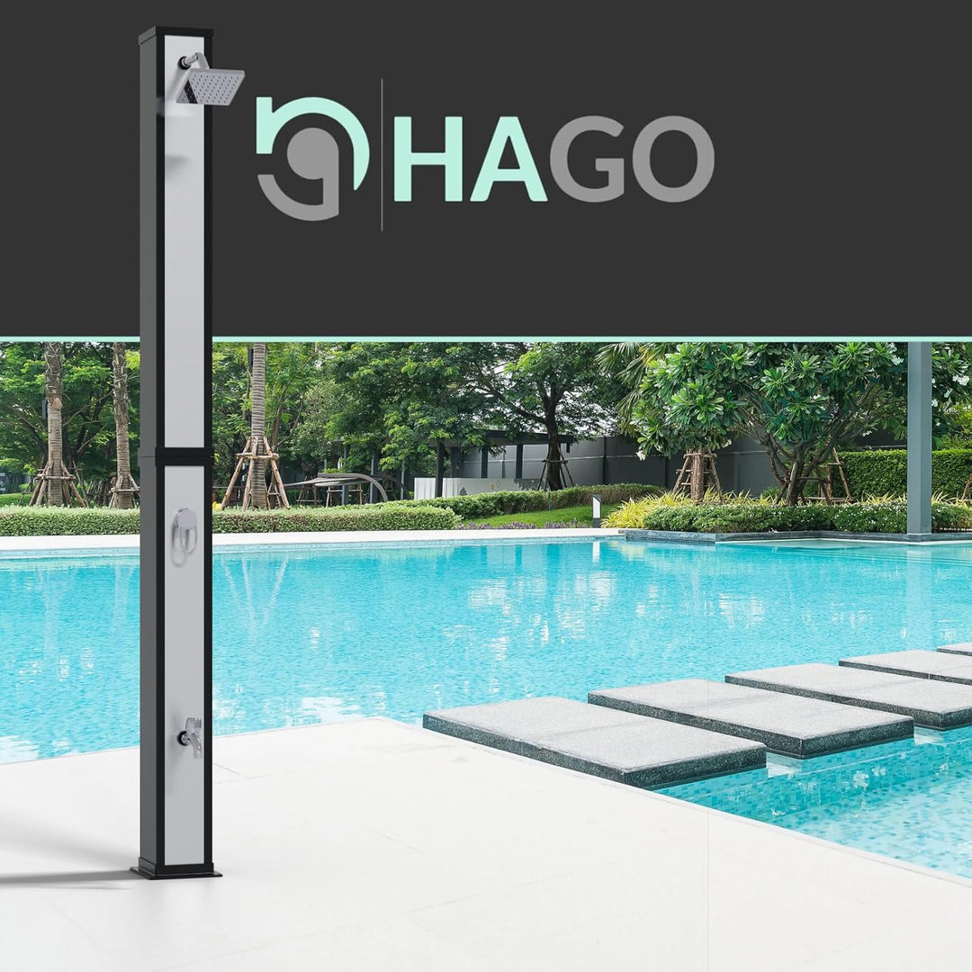 HAGO Solardusche | 40L | eckig | Schwarz/Silber | Pooldusche | Campingdusche | Gartendusche | Outdoo