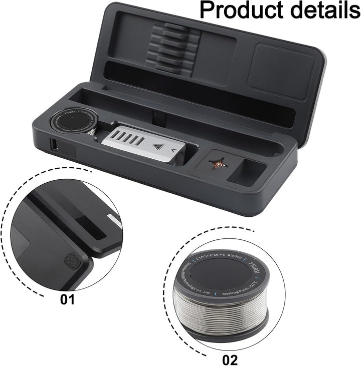 Hs-02 Smart Soldering Iron Kit, Mobile Workbench Storage Box With Type-C Charging, 9-24V DC Temperat