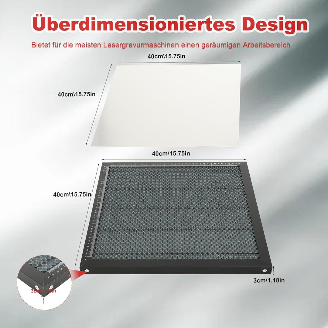 Laser Wabentisch, 400 x 400 x 22 mm Laser Honeycomb Arbeitstisch mit 0.4mm Aluminiumplatte für Deskt