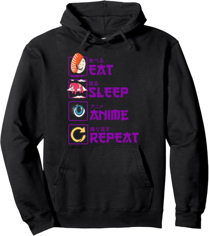 Manga Kawaii Geschenk - Eat Sleep Anime Repeat - Cute Anime Pullover Hoodie