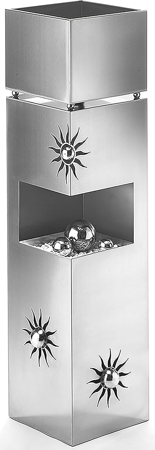 Kobolo Blumensäule Dekosäule Pflanzsäule Schale Bullet - Edelstahl 100 cm - 3 Dekokugeln, Bullet