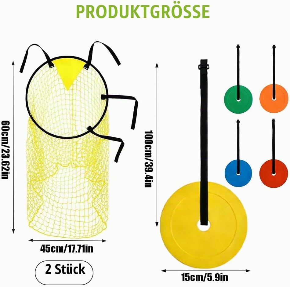 Fussballtor Zielnetz 2 Stück, 45 x 60CM Fussballtor Zubehör, Bins Fussballtore mit 5 Beweglicher Zie