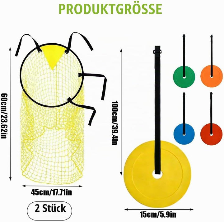 Fussballtor Zielnetz 2 Stück, 45 x 60CM Fussballtor Zubehör, Bins Fussballtore mit 5 Beweglicher Zie