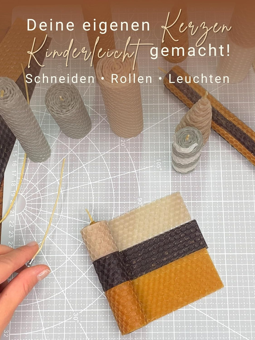 Wachsmann 20 Bienenwachsplatten aus Deutschland, buntes Set "Natur", Wachsplatten 20 x 15 cm, Bienen