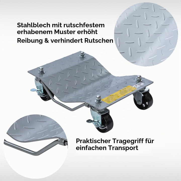 KATSU Tools 2 Stück Rad Rangierheber 1,5 Ton Tragkraft, Mobile Reifenplattform 40x30cm und feststell