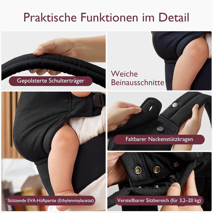 Momcozy Babytrage – Baby Carrier für Kleinkind(3–24 Monate) · Ohne Einsätze · Ergonomische M-Trage ·