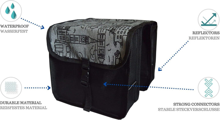 Beluko FAHRRADTASCHE Kinder 14" - 20" Satteltasche Gepäckträgetasche Doppel 2 x 5l (1 - Mini - City)