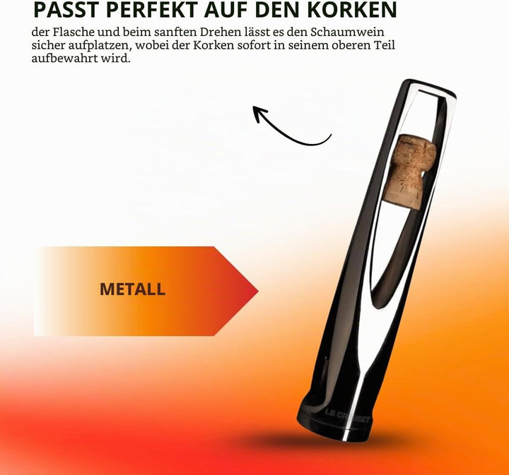 Le Creuset, Sekt-Öffner, Entkorken von Schaumweinflaschen, Black Metal, Zamak, SW-105S, 591390160006