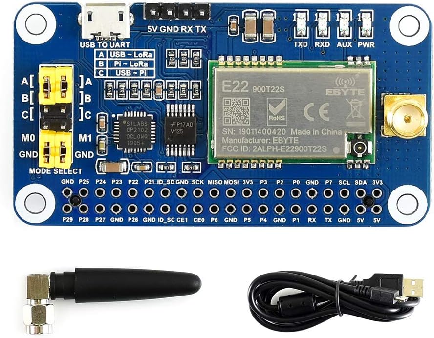 Waveshare SX1262 LoRa HAT for Raspberry Pi Spread Spectrum Modulation 868MHz Frequency Band Auto Mul