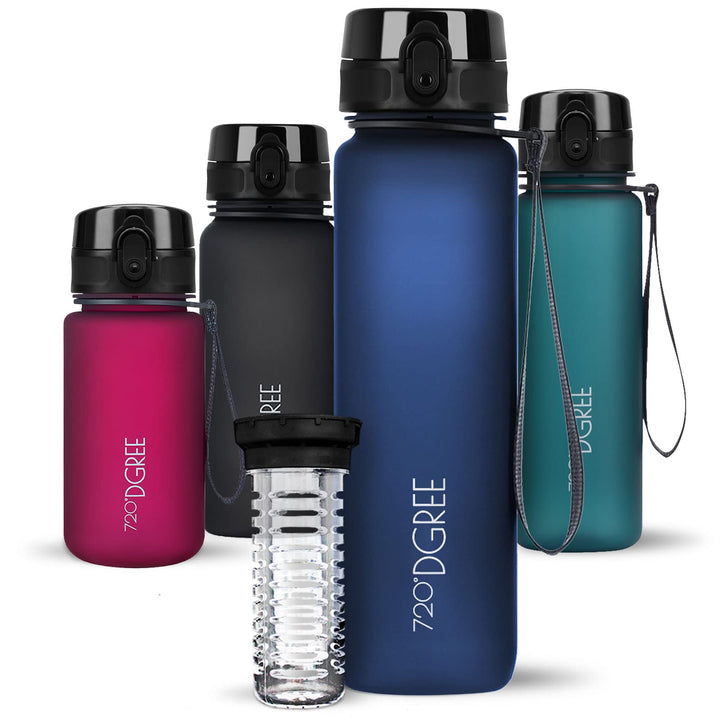 720°DGREE Trinkflasche “uberBottle“ 350ml, 500ml, 650ml, 1l, 1,5 Liter softTouch +Früchtebehälter -